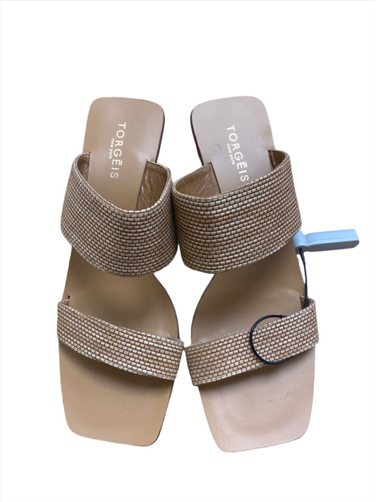 Tan Sandals Heels Block Clothes Mentor, Size 8.5