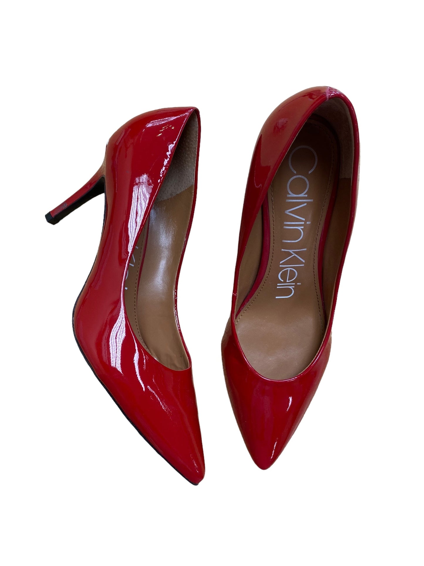 Red Shoes Heels Stiletto Calvin Klein, Size 9
