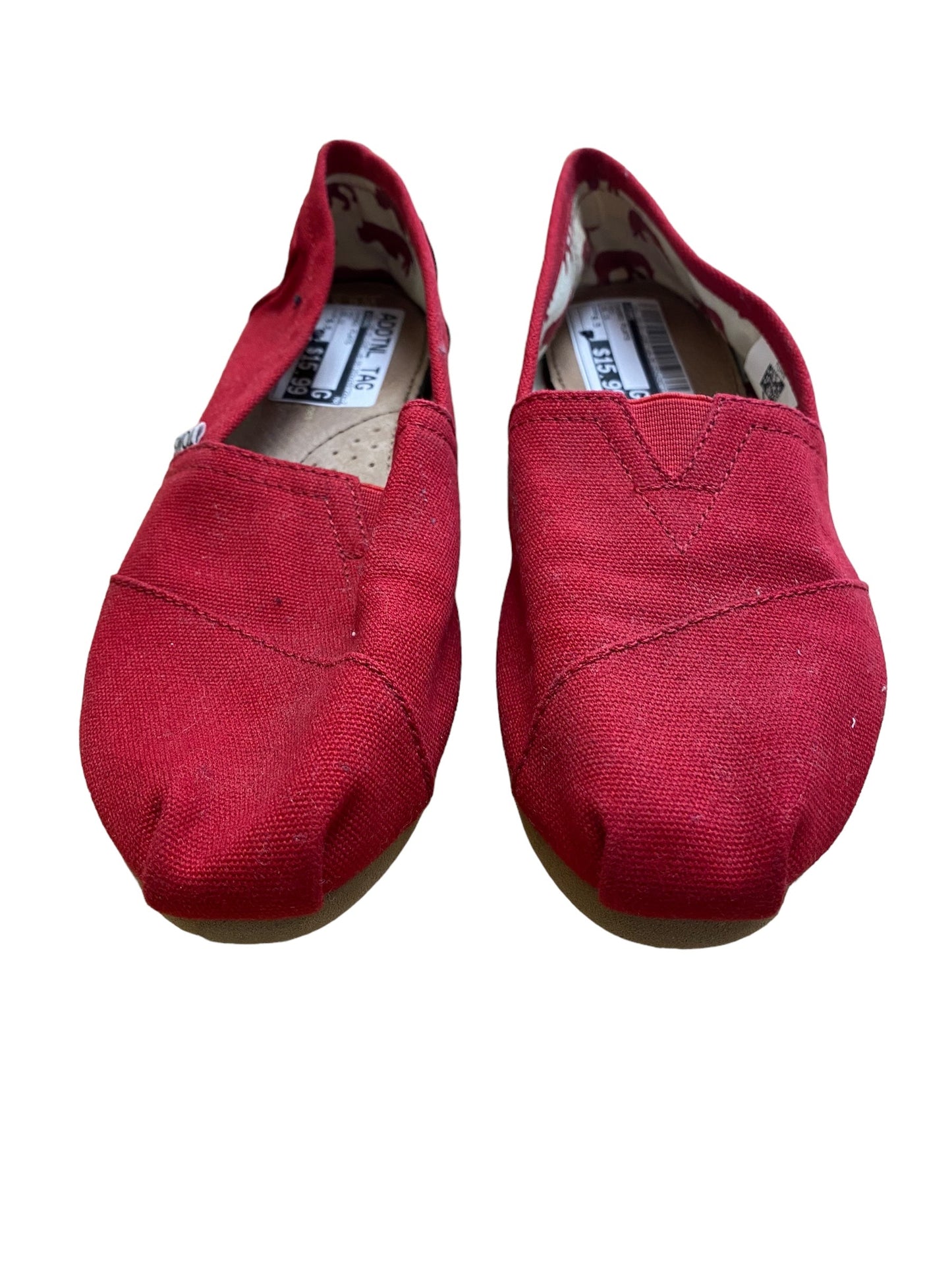 Red Shoes Flats Toms, Size 6.5