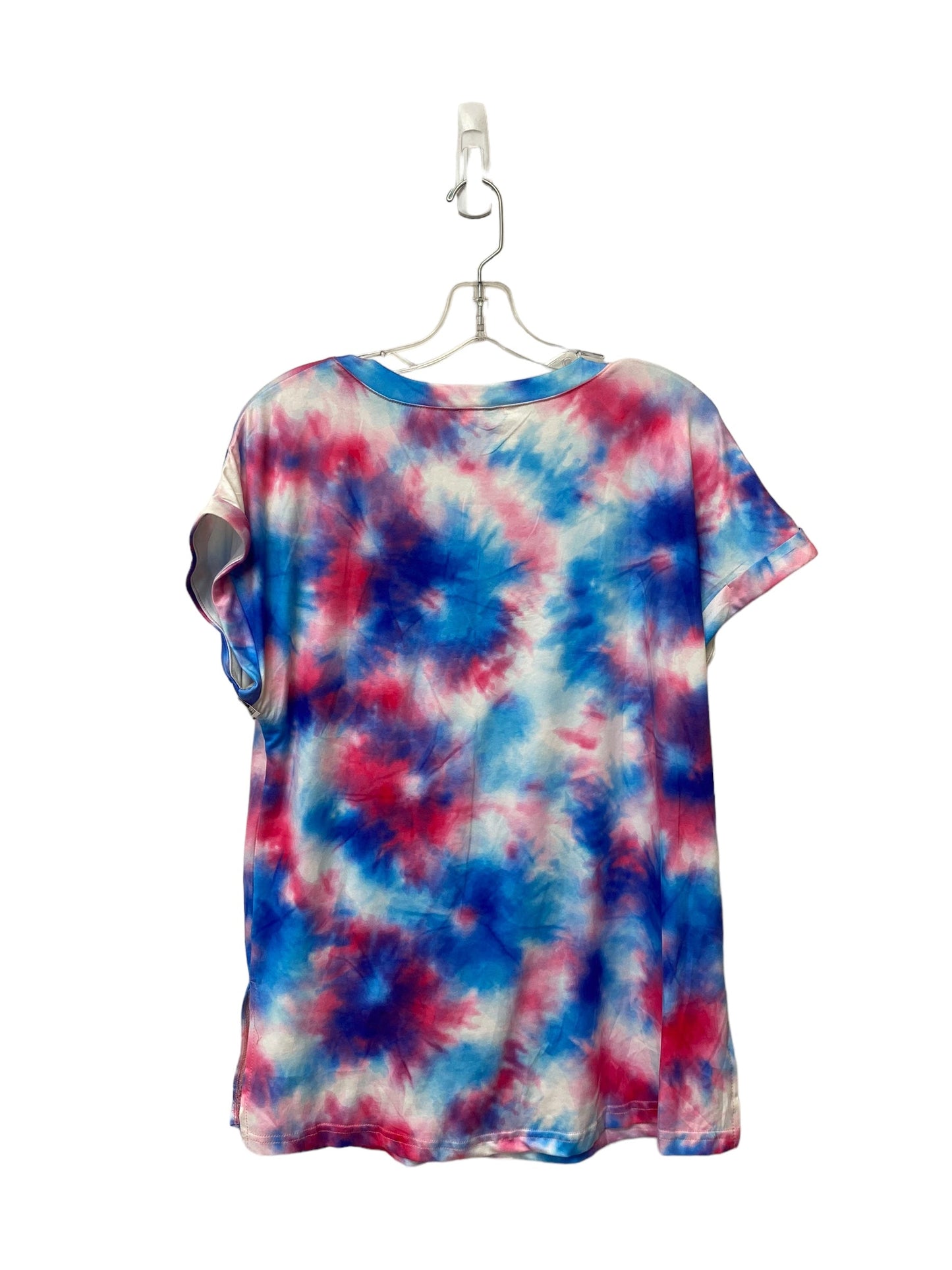 Tie Dye Print Top Short Sleeve Clothes Mentor, Size M