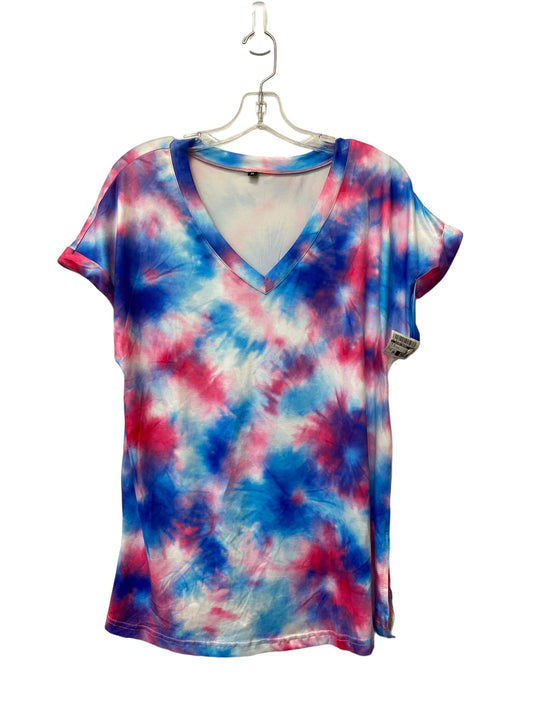 Tie Dye Print Top Short Sleeve Clothes Mentor, Size M