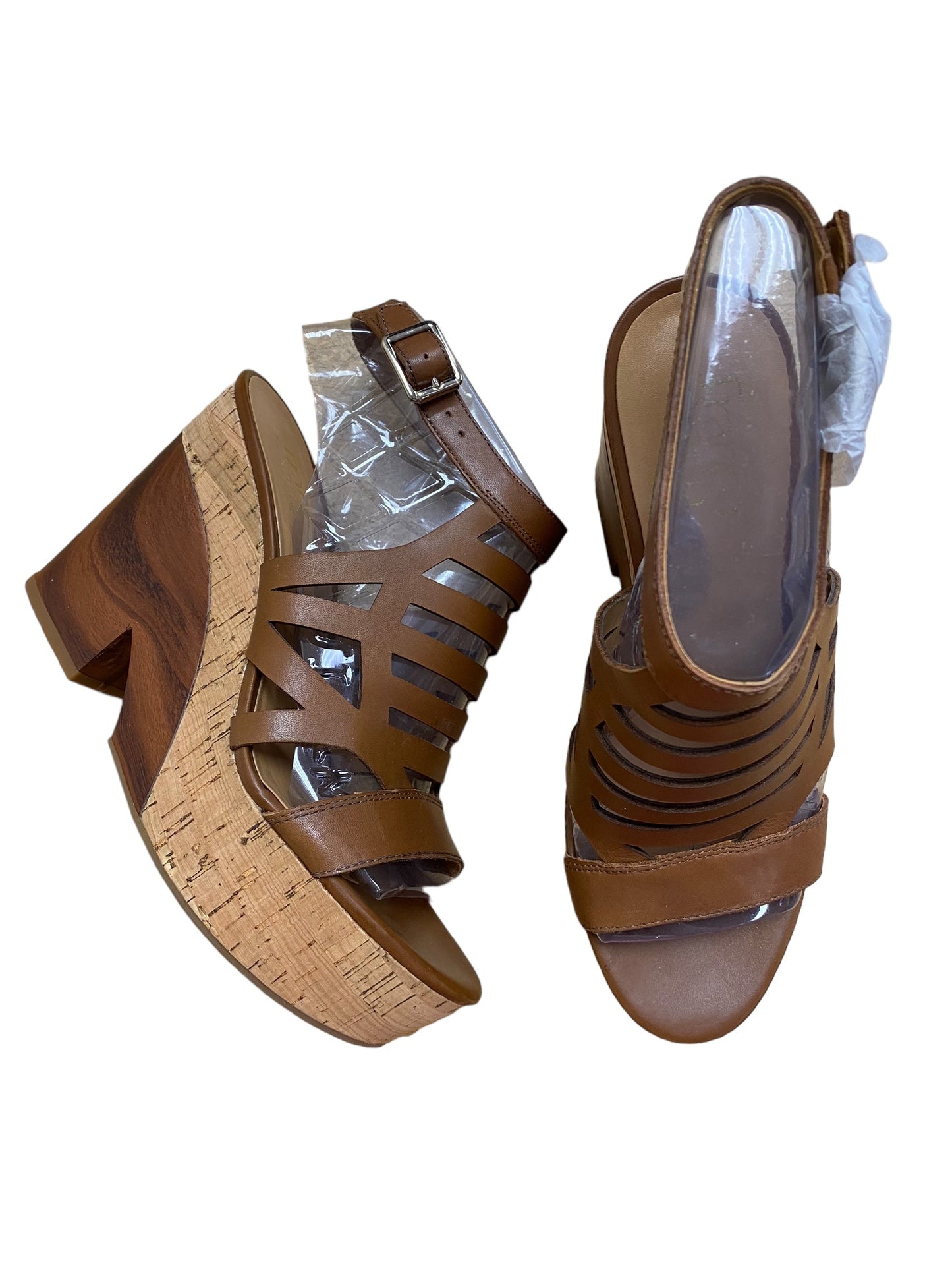 Brown Shoes Heels Block Franco Sarto, Size 7