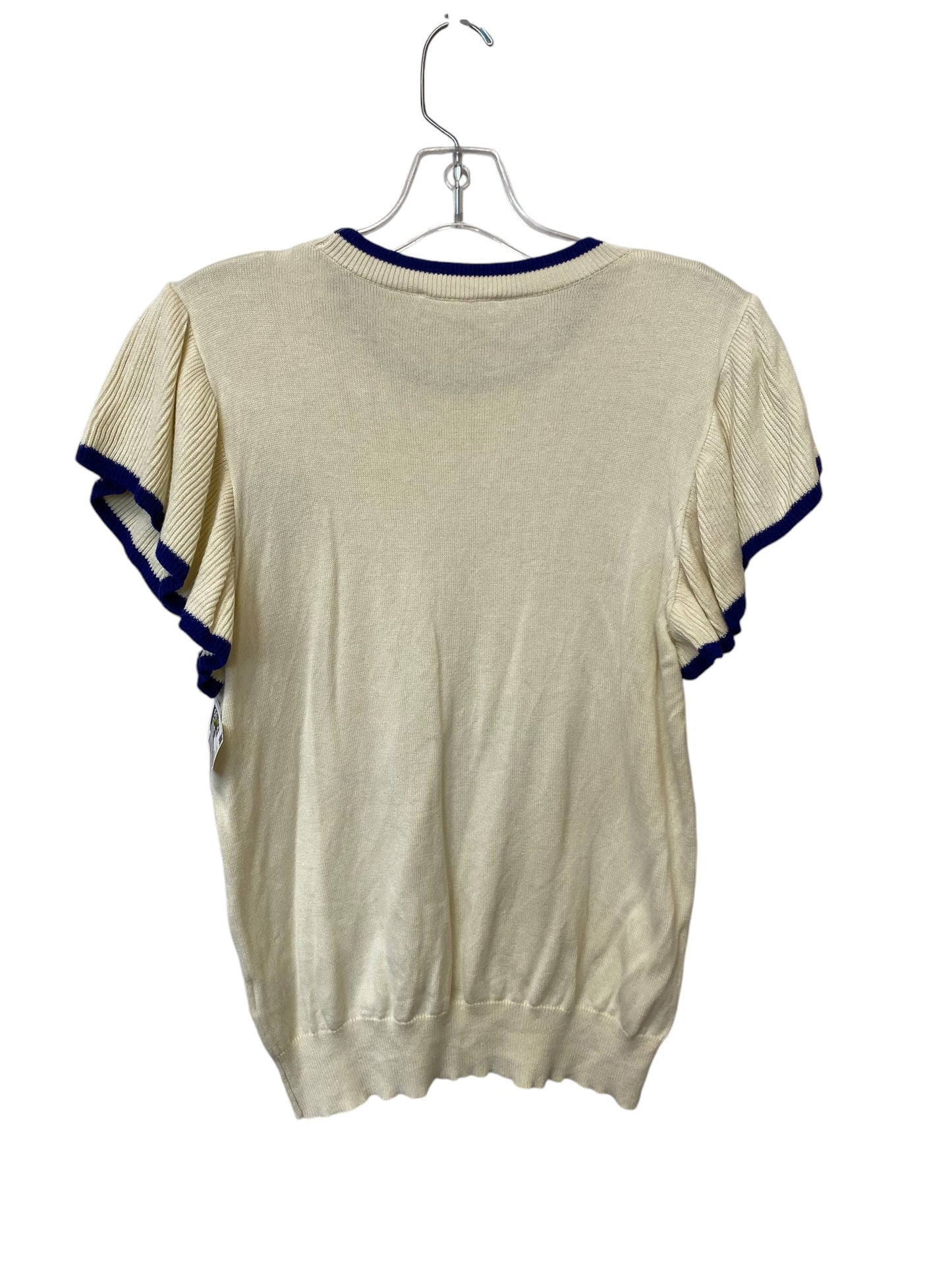 Sweater Short Sleeve By Thml In Cream, Size: L