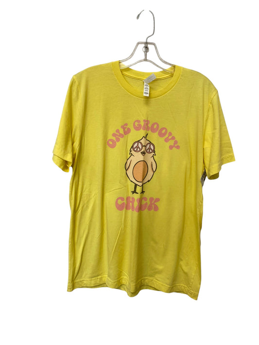 Top Short Sleeve By Bella + Canvas In Yellow, Size: L