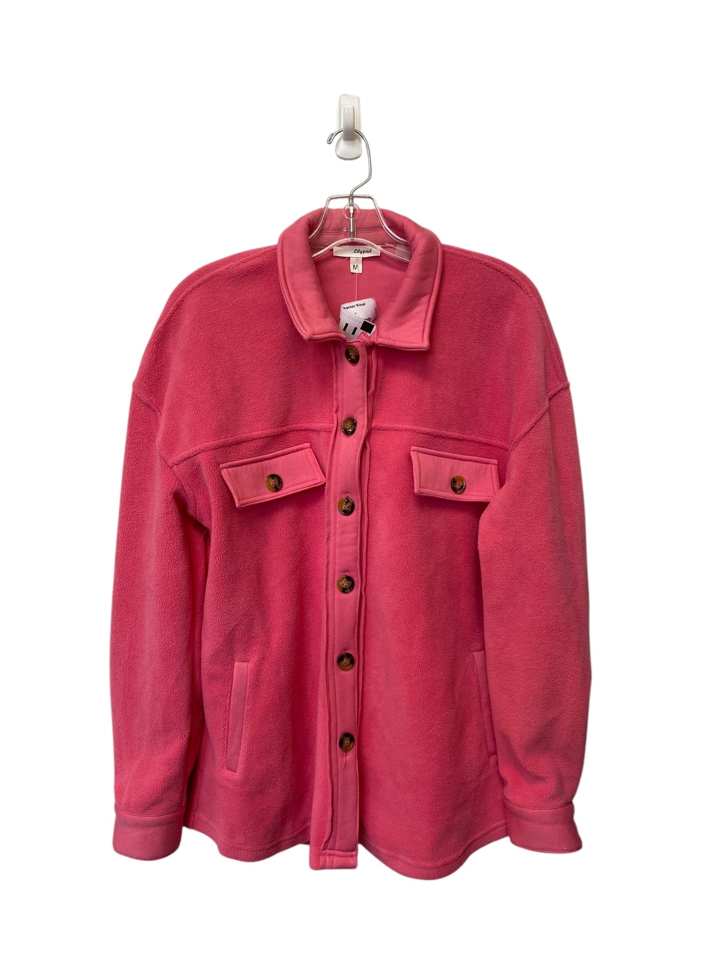 Jacket Shirt By Clothes Mentor In Pink, Size: M