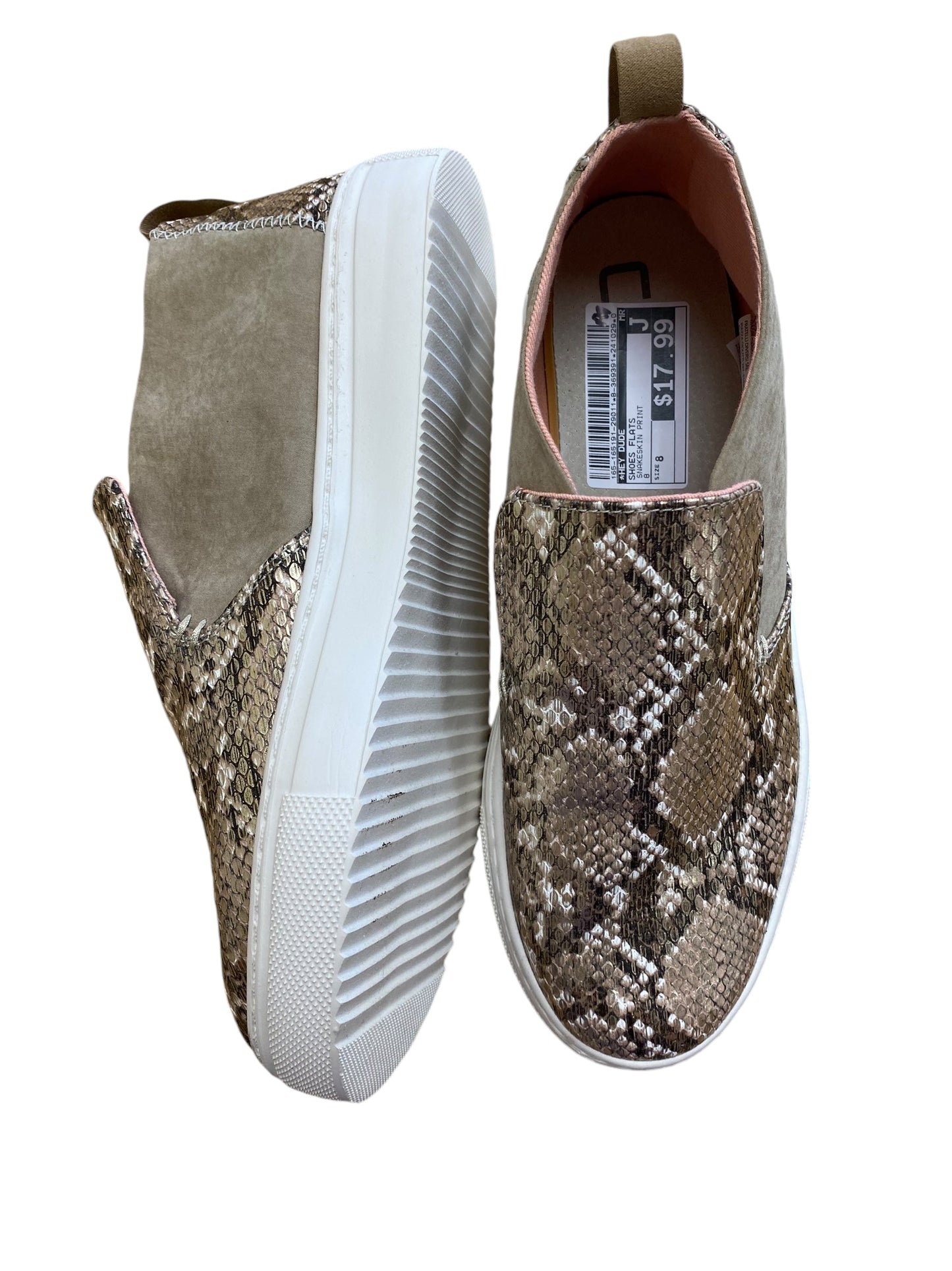 Shoes Flats By Hey Dude In Snakeskin Print, Size: 8