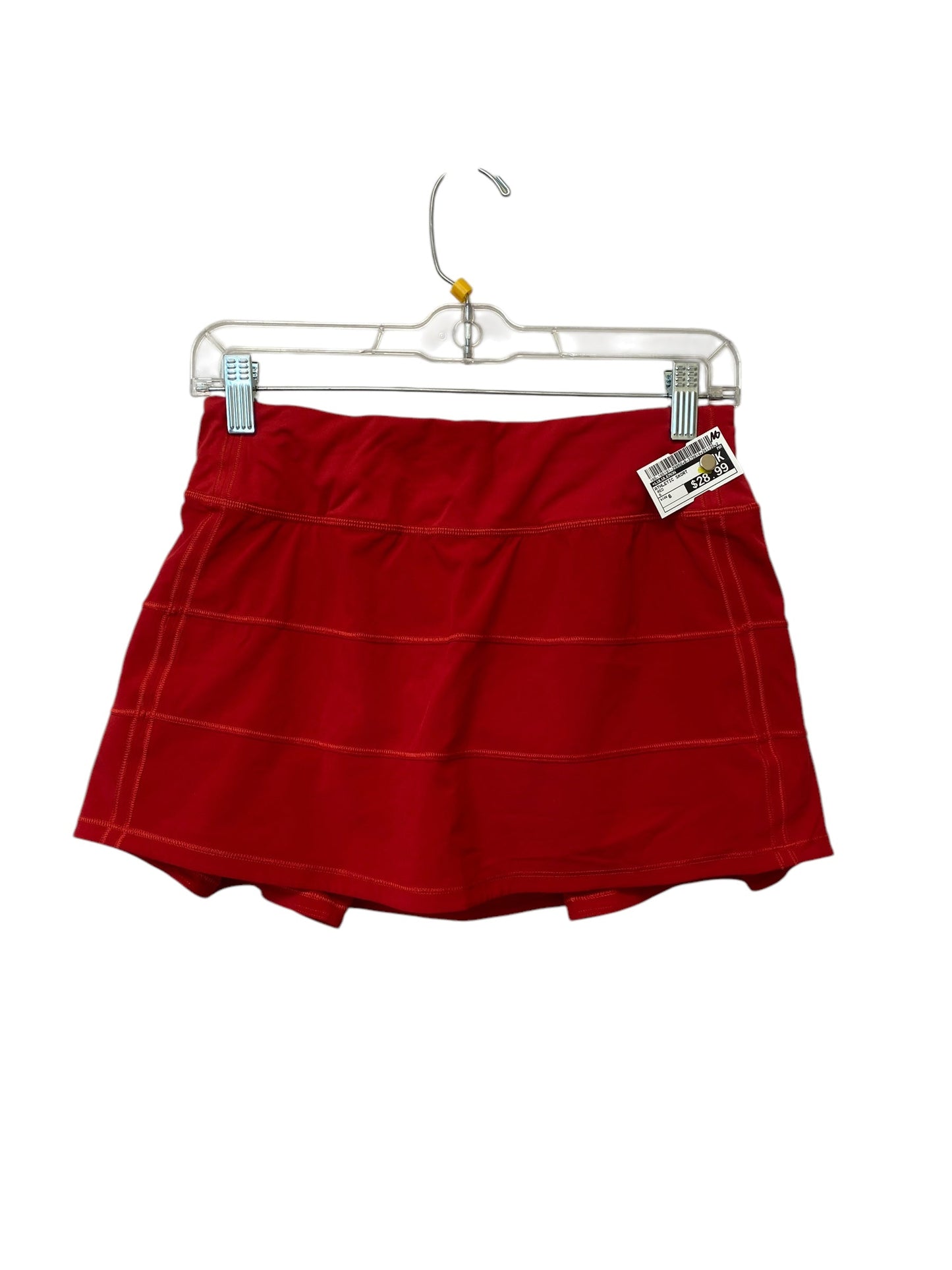 Athletic Skort By Lululemon In Red, Size: 6