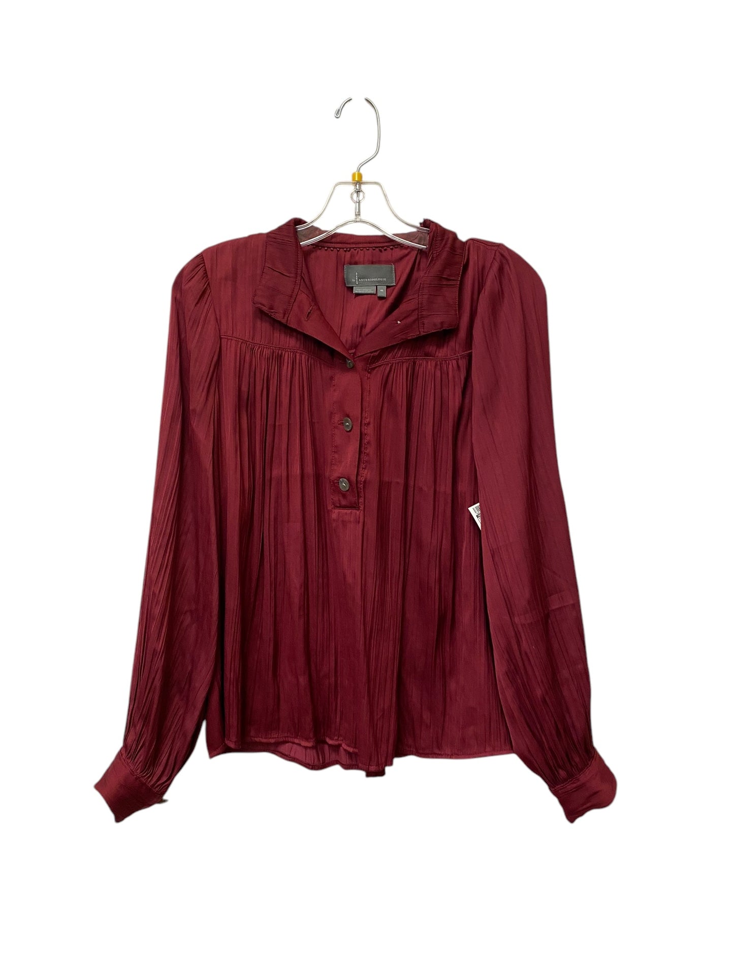 Top Long Sleeve By Anthropologie In Maroon, Size: Xs