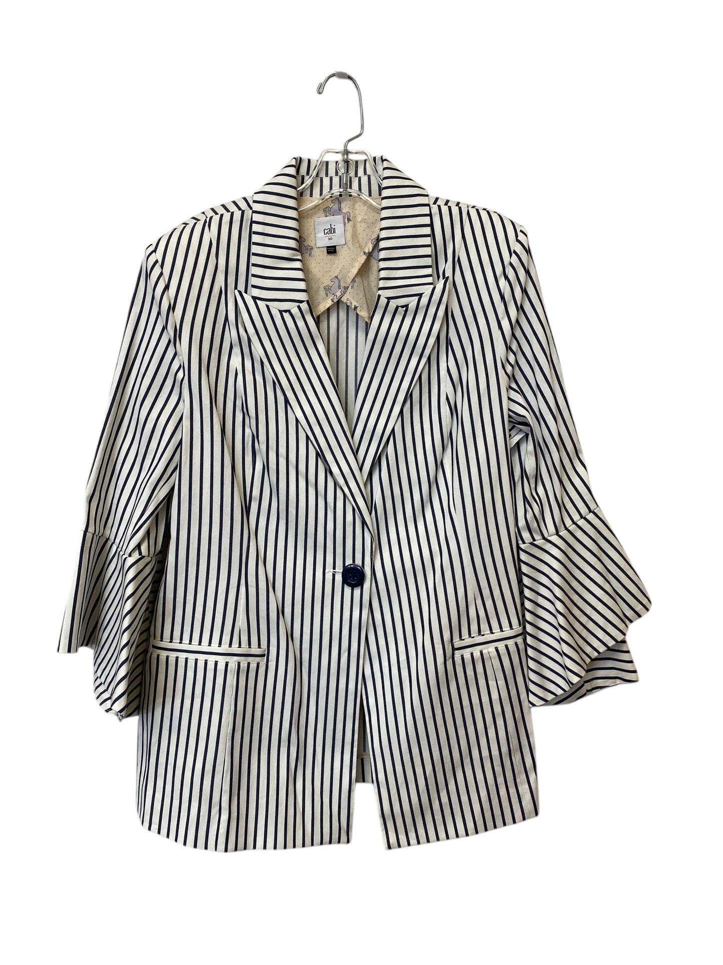 Blazer By Cabi In Striped Pattern, Size: 10