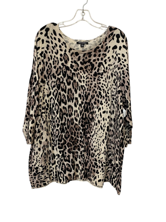 Top 3/4 Sleeve By Roz And Ali In Animal Print, Size: 3x