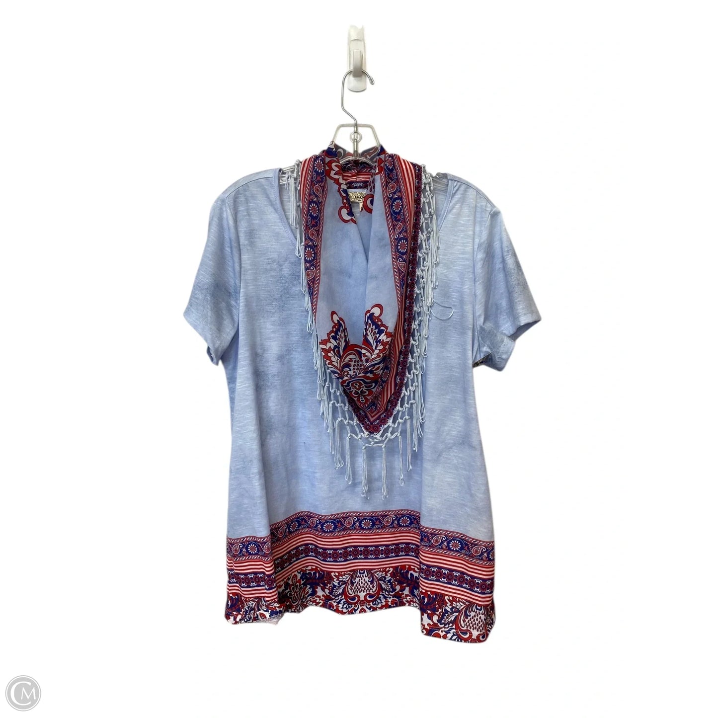 Top Short Sleeve By Clothes Mentor In Blue & Red & White, Size: L