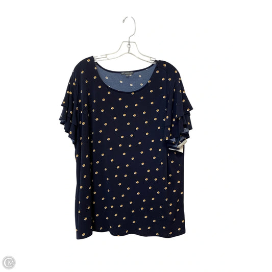 Top Short Sleeve By Adrianna Papell In Navy, Size: 3x