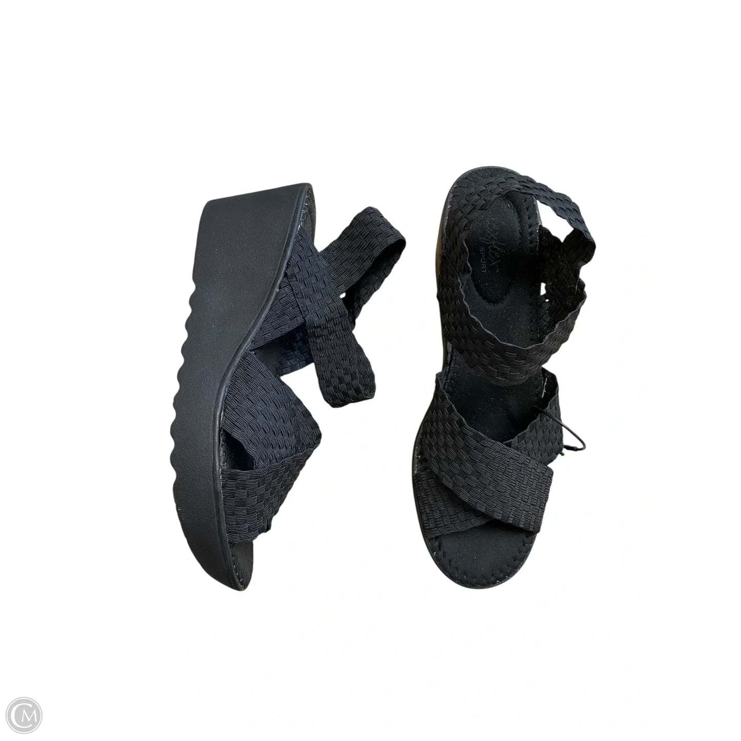 Sandals Heels Wedge By Dexflex In Black, Size: 7.5