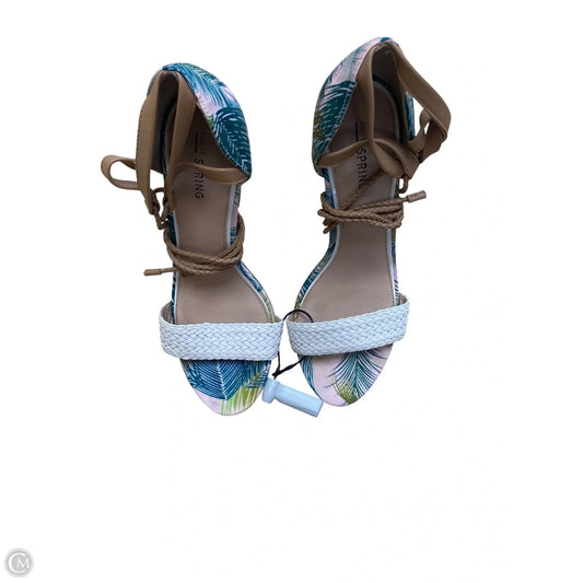 Sandals Heels Block By Call It Spring In Tropical Print, Size: 9
