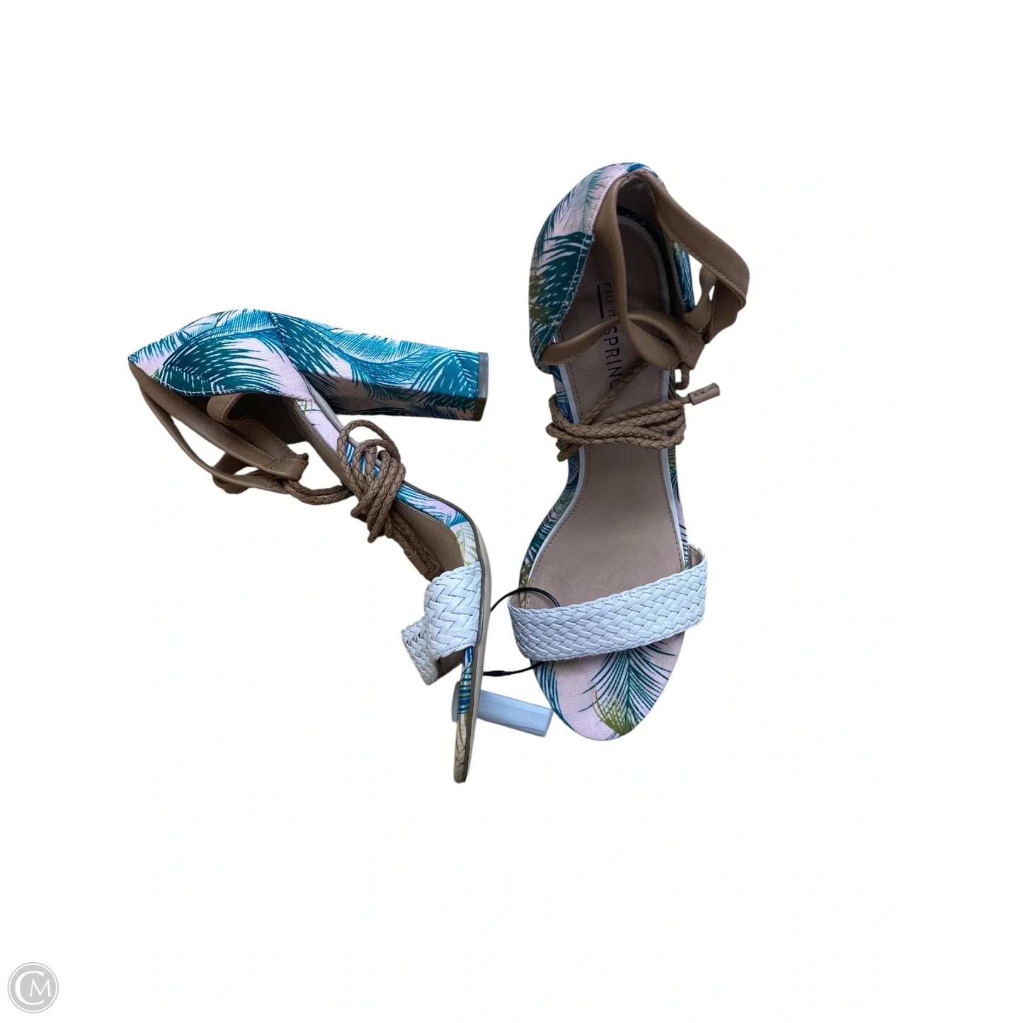 Sandals Heels Block By Call It Spring In Tropical Print, Size: 9