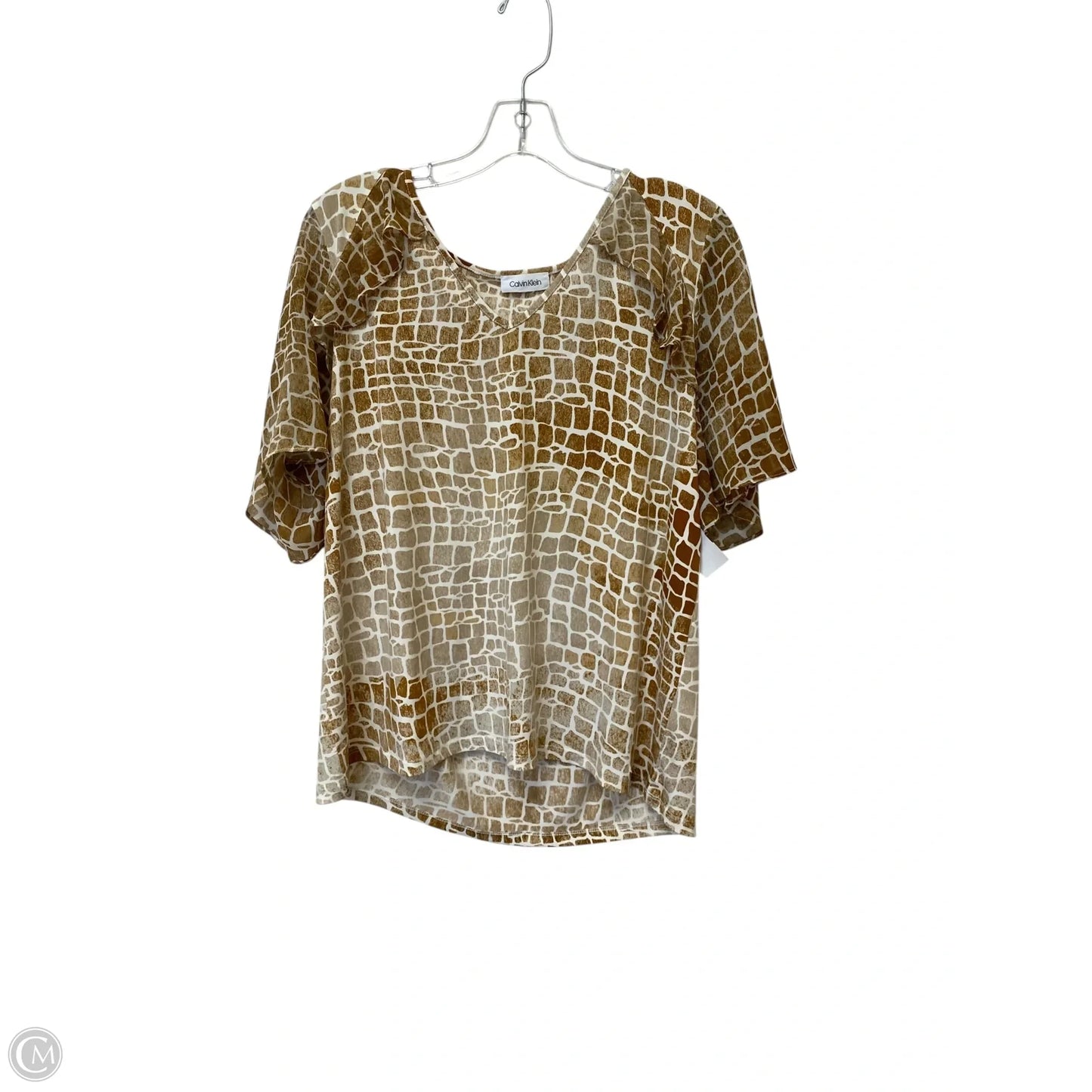 Top Short Sleeve By Calvin Klein In Animal Print, Size: L