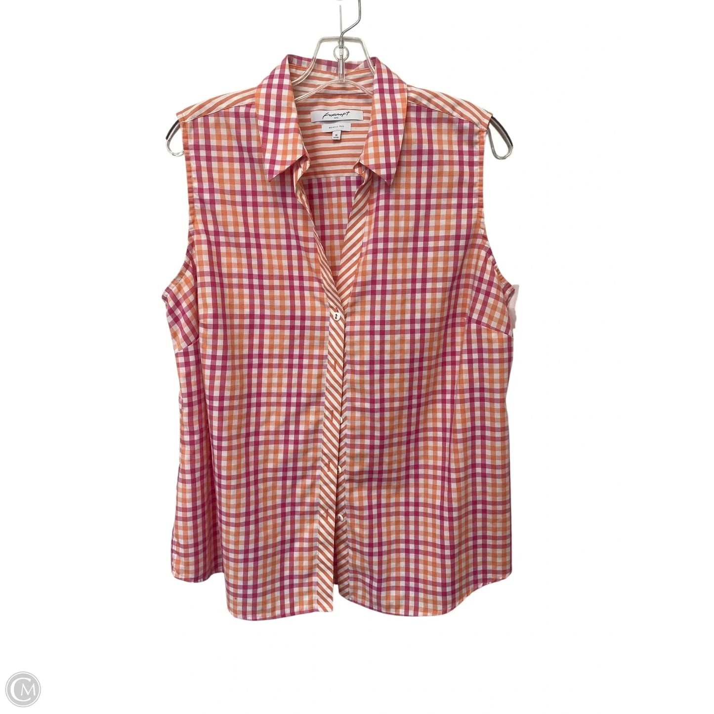 Top Sleeveless Basic By Foxcroft In Plaid Pattern, Size: 16