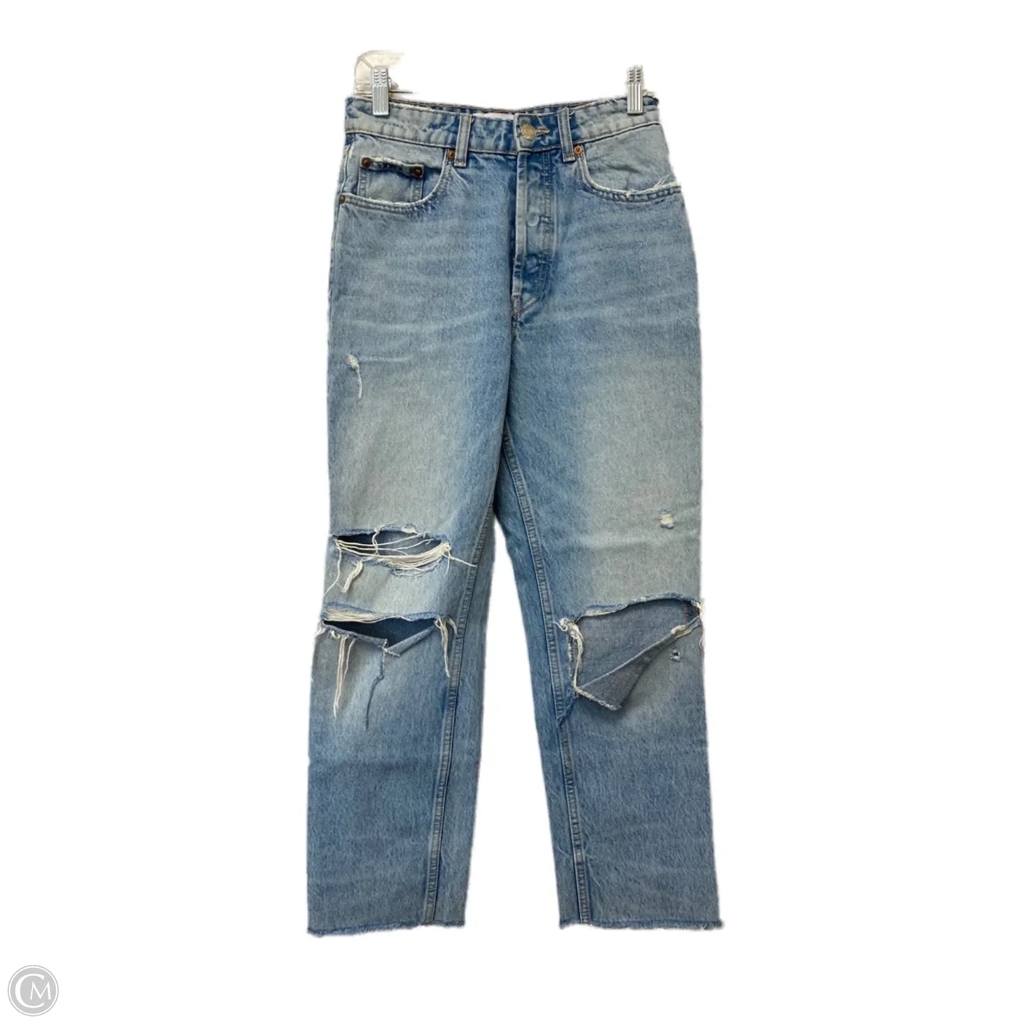 Jeans Straight By Zara In Blue Denim, Size: 4