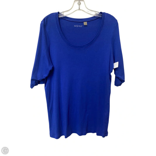 Top 3/4 Sleeve Basic By Sejour In Blue, Size: 1x
