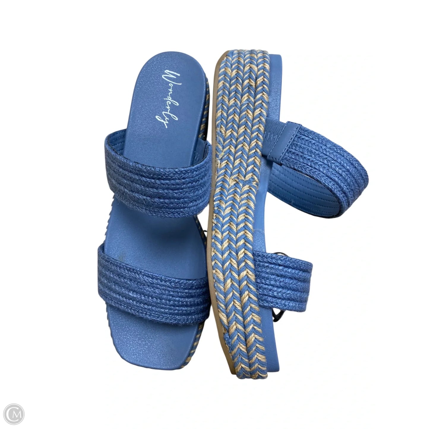 Sandals Heels Platform By Wonderly In Blue, Size: 8.5