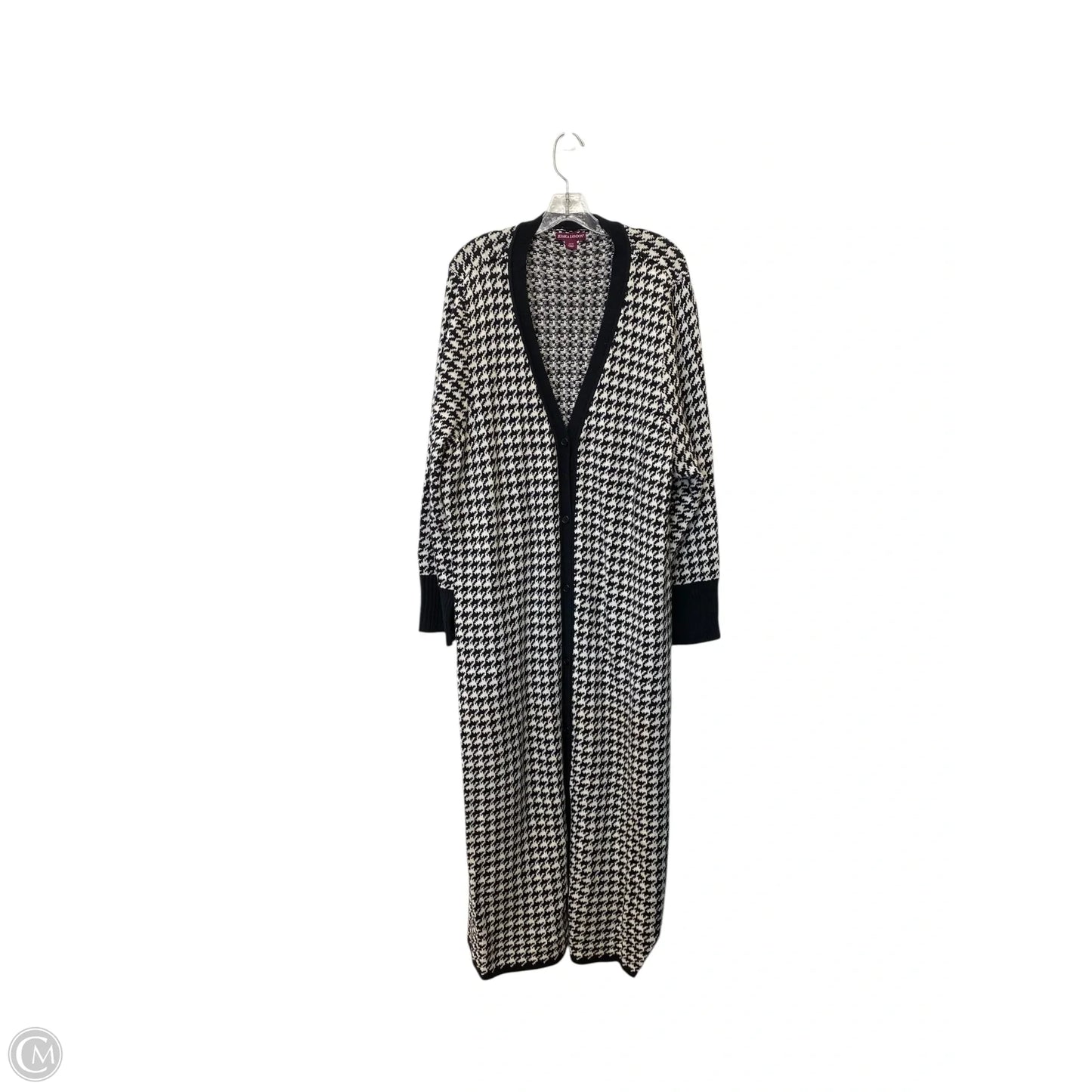 Sweater Cardigan By Jessica London In Black & White, Size: 26