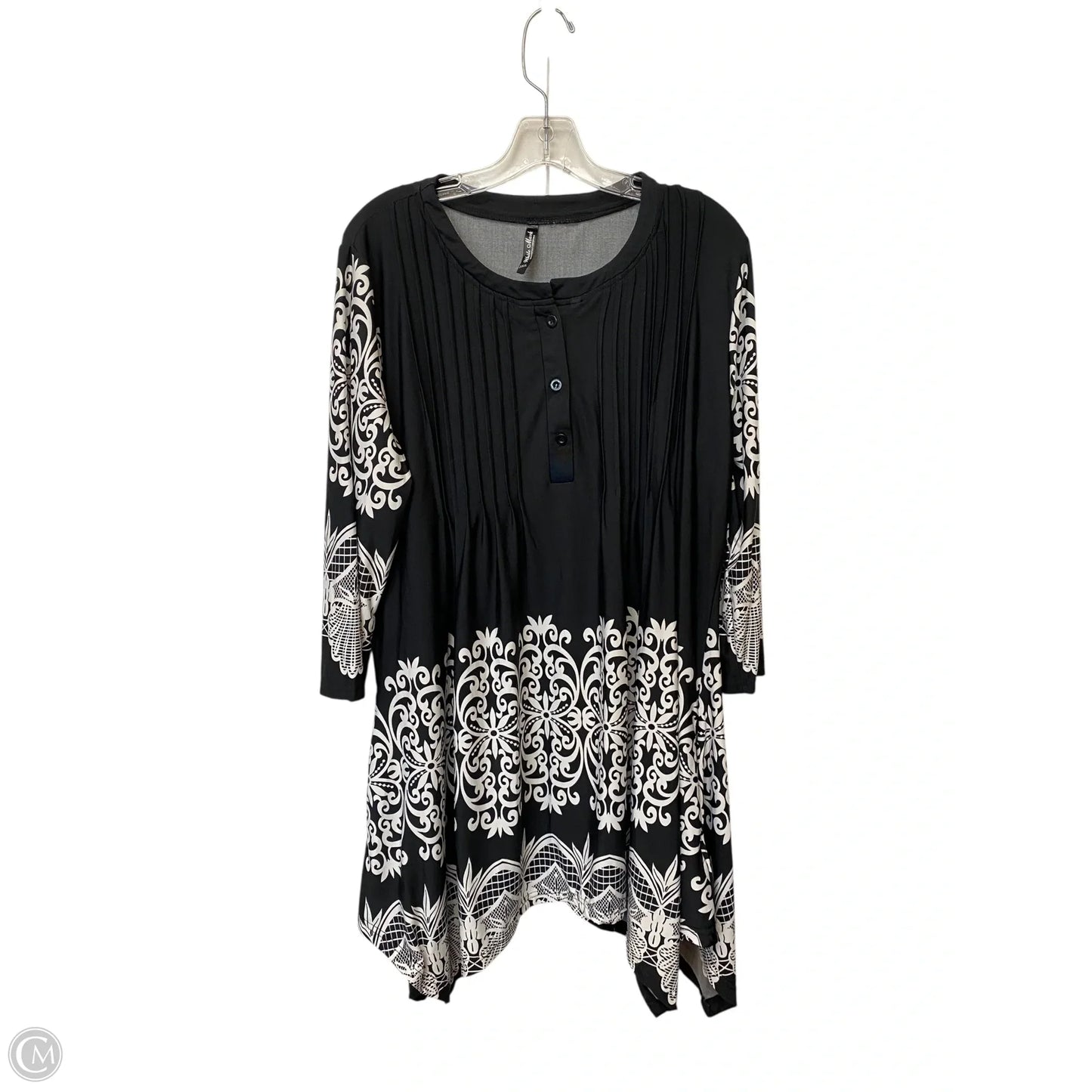 Tunic 3/4 Sleeve By Cmf In Black, Size: 2x