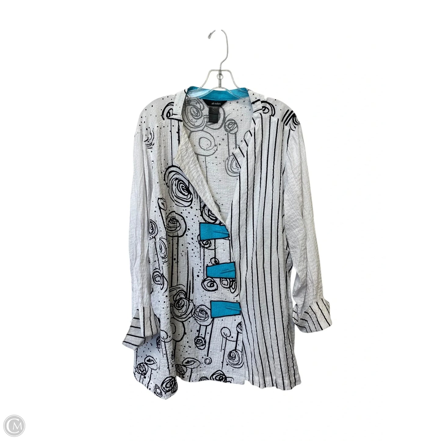 Top Long Sleeve By Ali Miles In White, Size: 3x