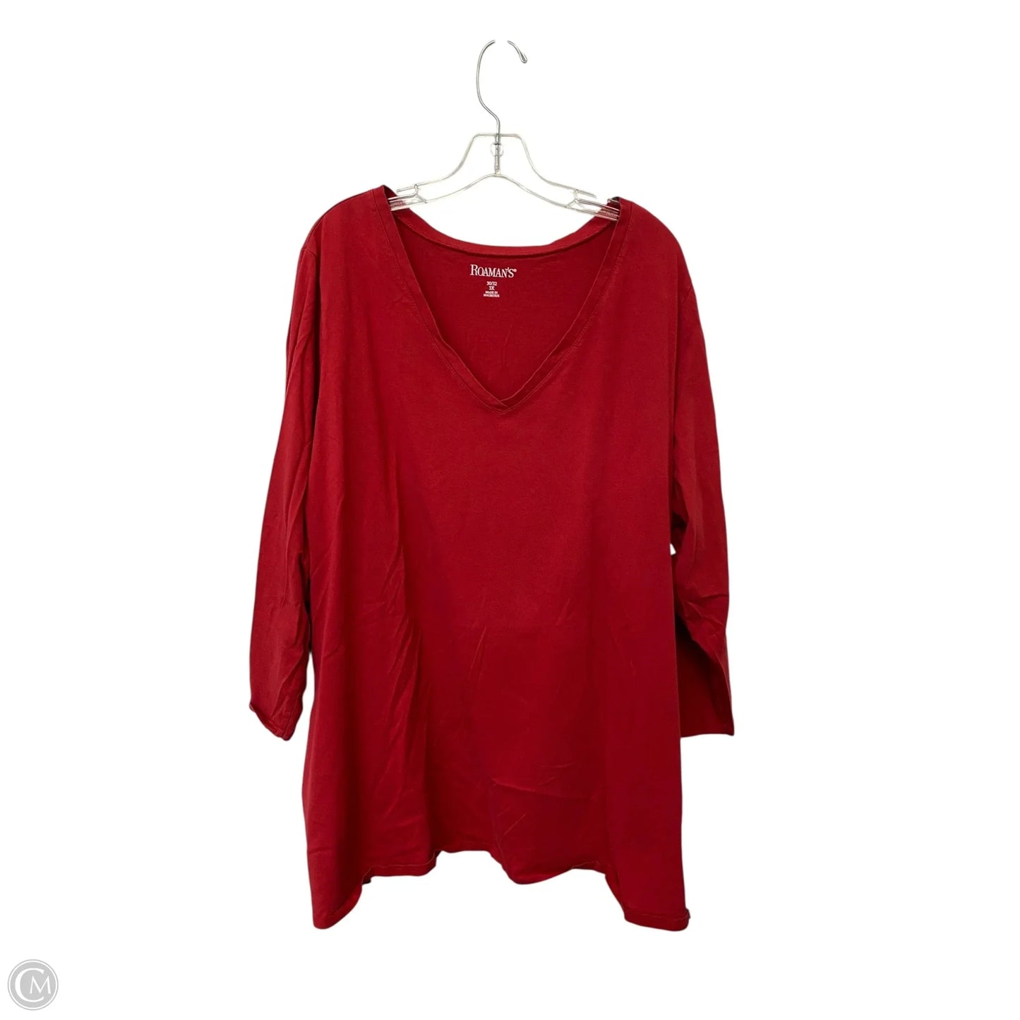 Top Long Sleeve Basic By Romans In Red, Size: 3x