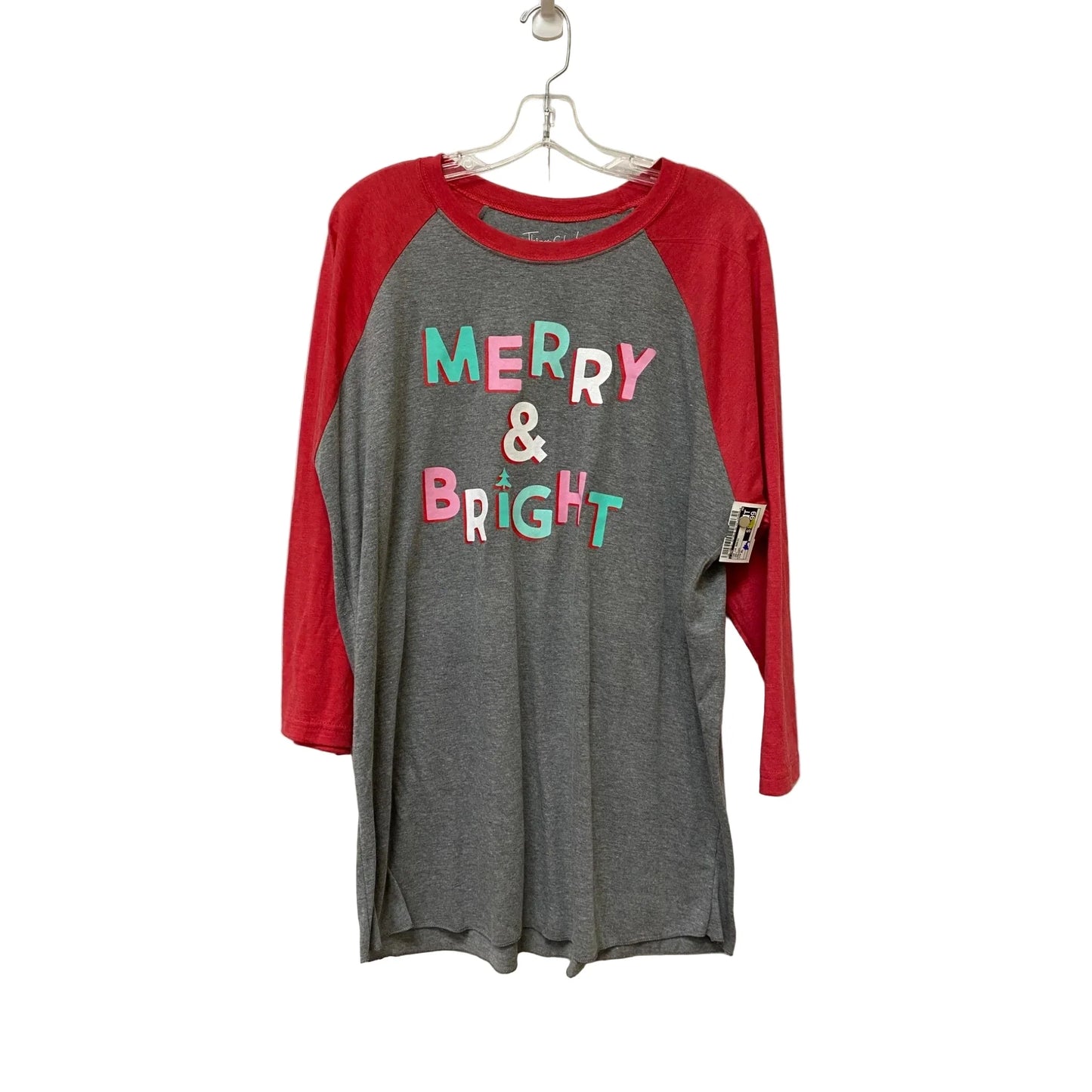 Top Long Sleeve Basic By Cme In Grey, Size: Xl