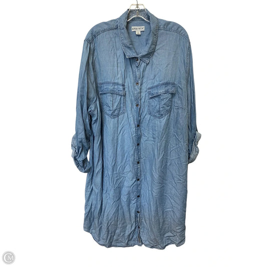 Dress Casual Midi By Ava & Viv In Blue Denim, Size: 3x