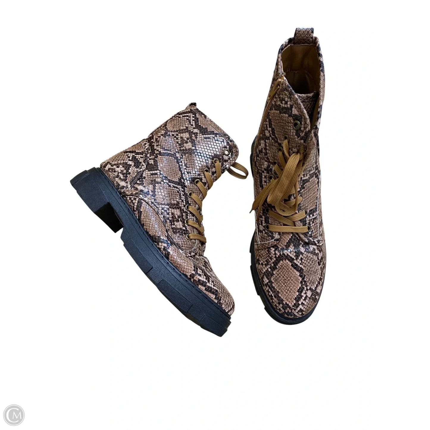 Boots Combat By Bamboo In Snakeskin Print, Size: 10