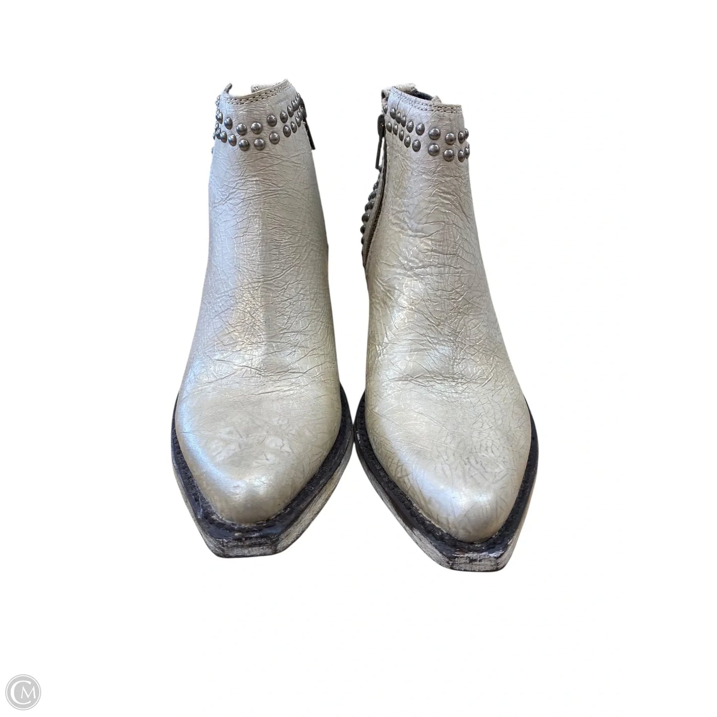 Boots Ankle Heels By Clothes Mentor In Cream, Size: 7.5