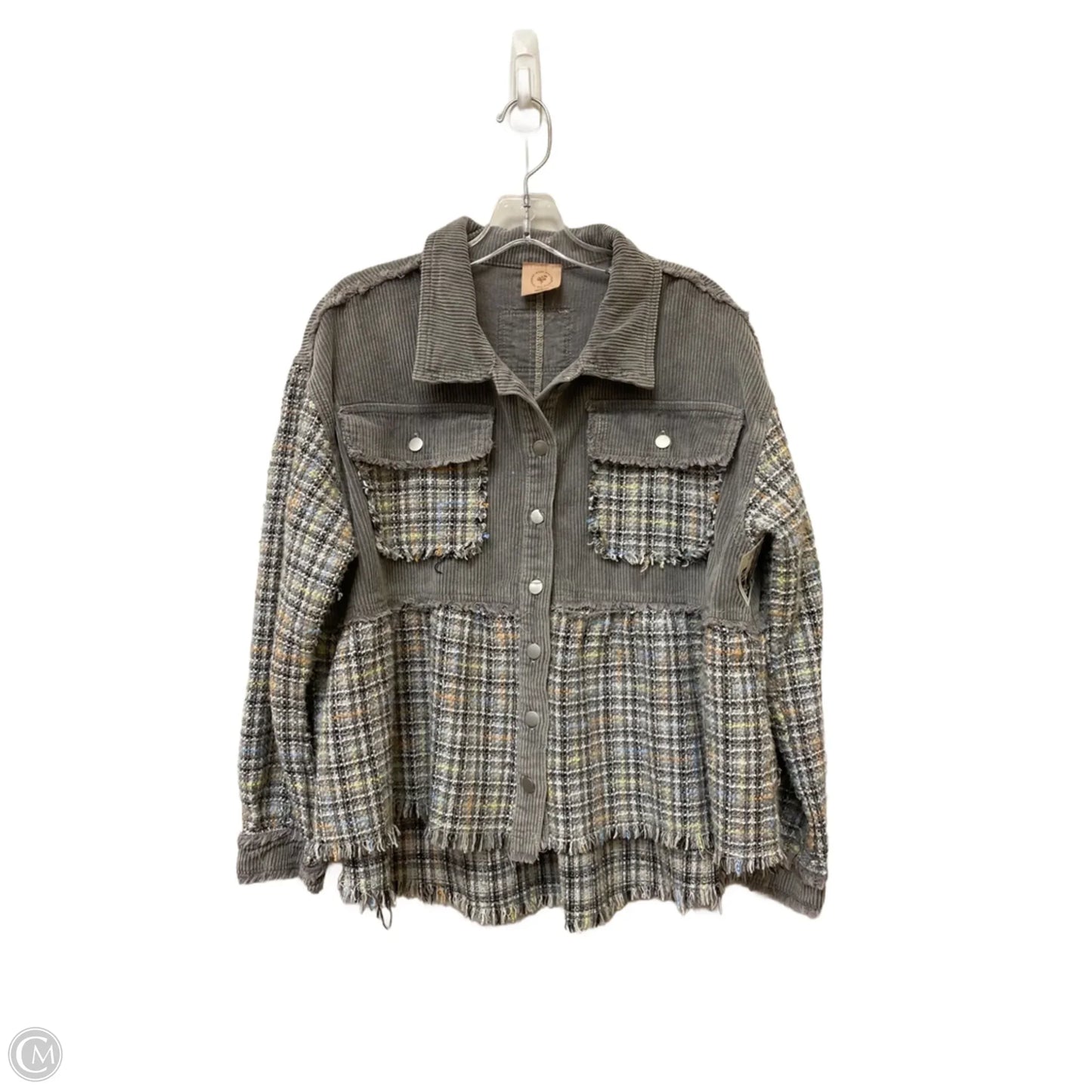 Jacket Shirt By Clothes Mentor In Grey, Size: M