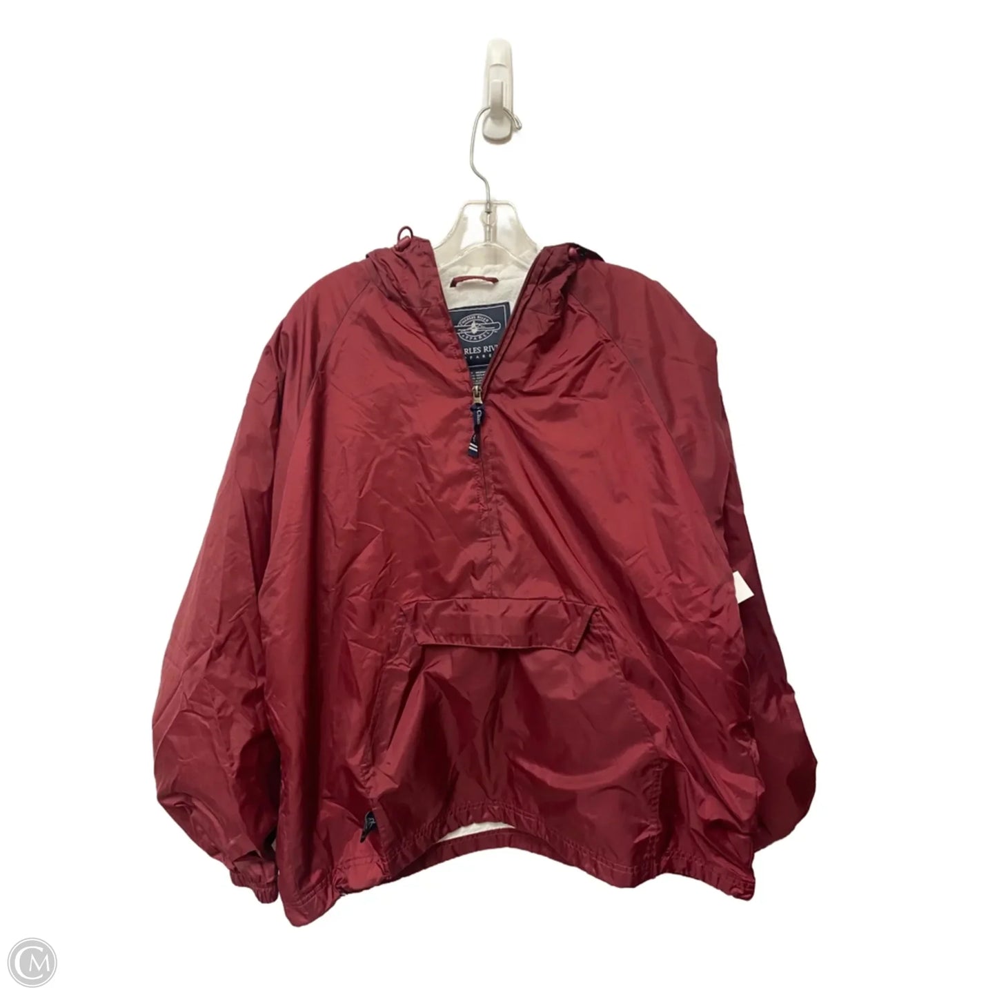 Coat Raincoat By Clothes Mentor In Maroon, Size: M