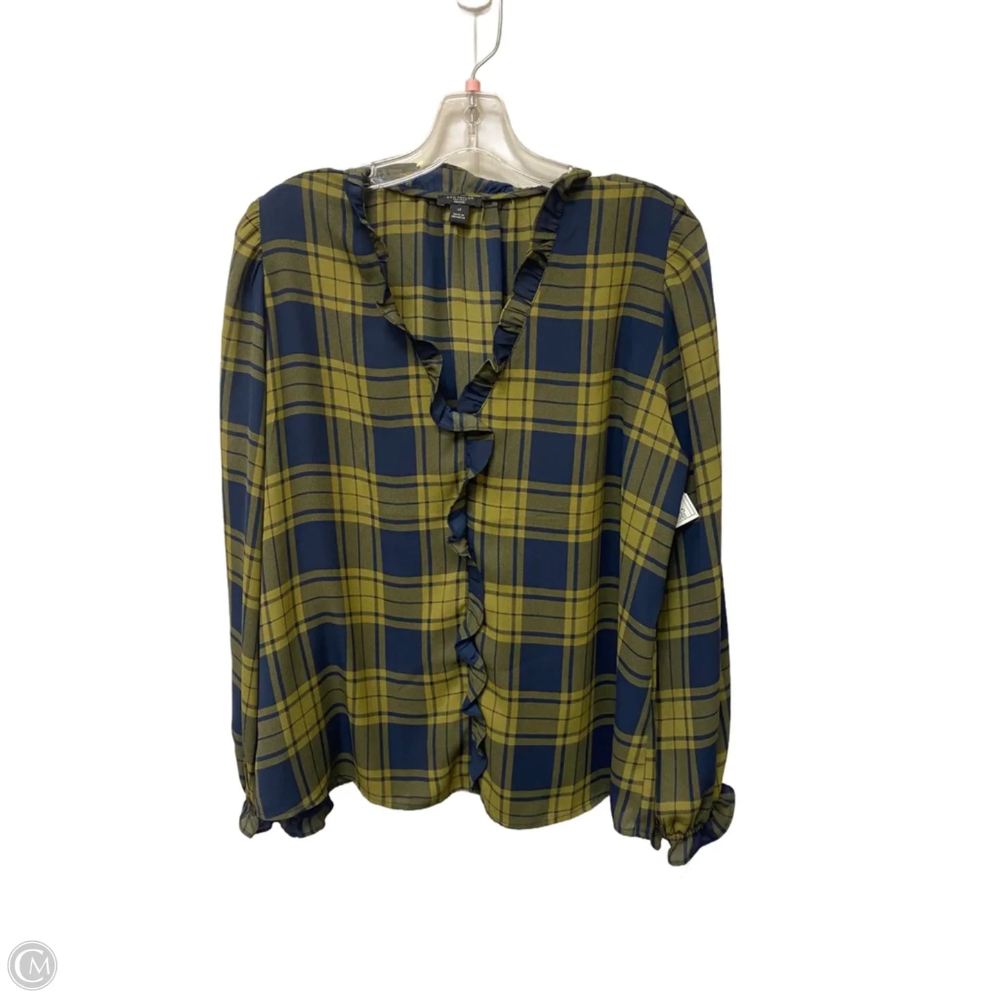 Top Long Sleeve By Ann Taylor In Plaid Pattern, Size: Lp