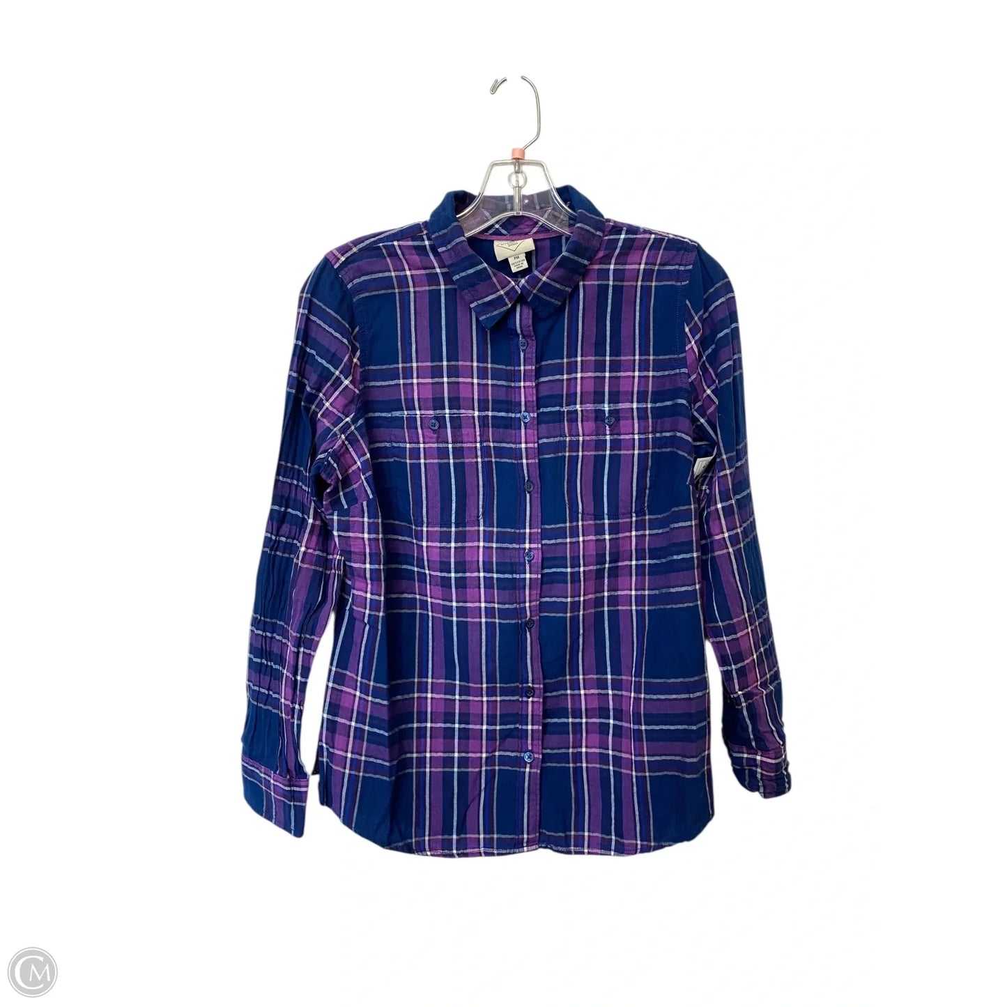 Top Long Sleeve By St Johns Bay In Plaid Pattern, Size: Mp