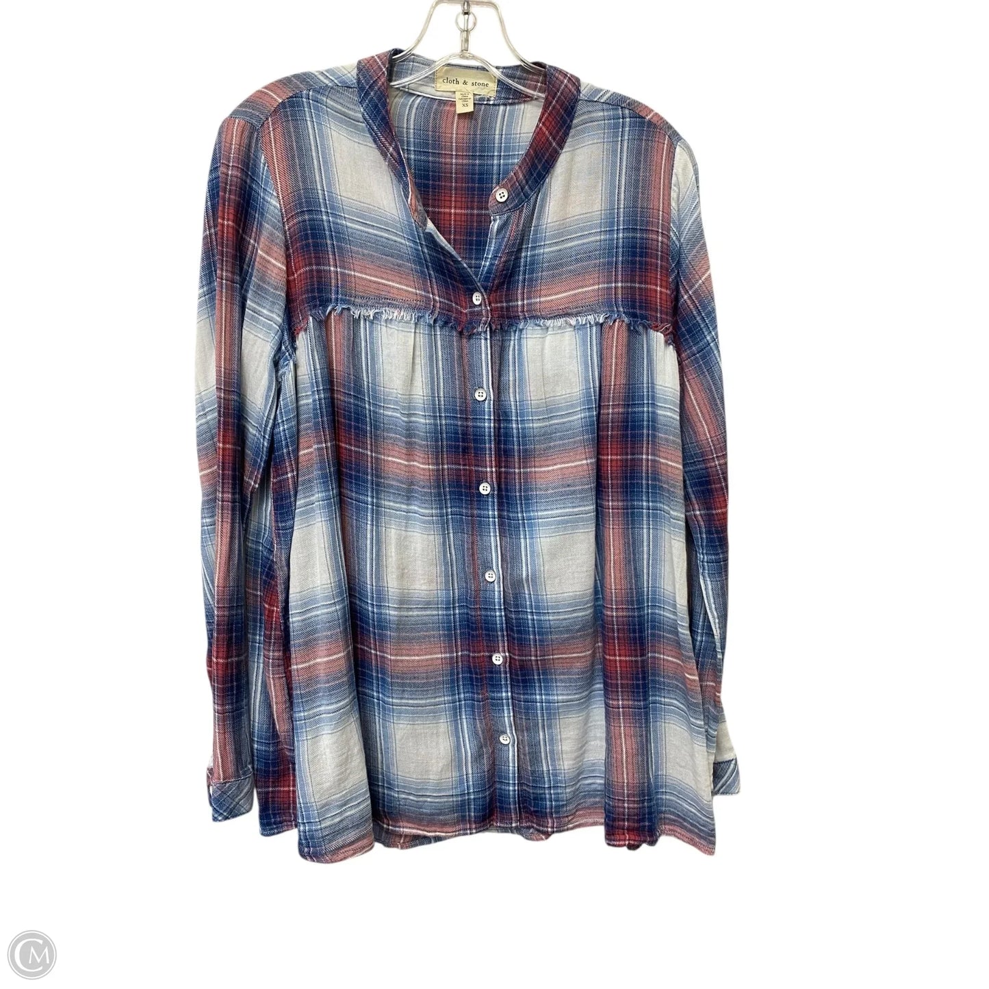 Top Long Sleeve By Cloth & Stone In Plaid Pattern, Size: Xs