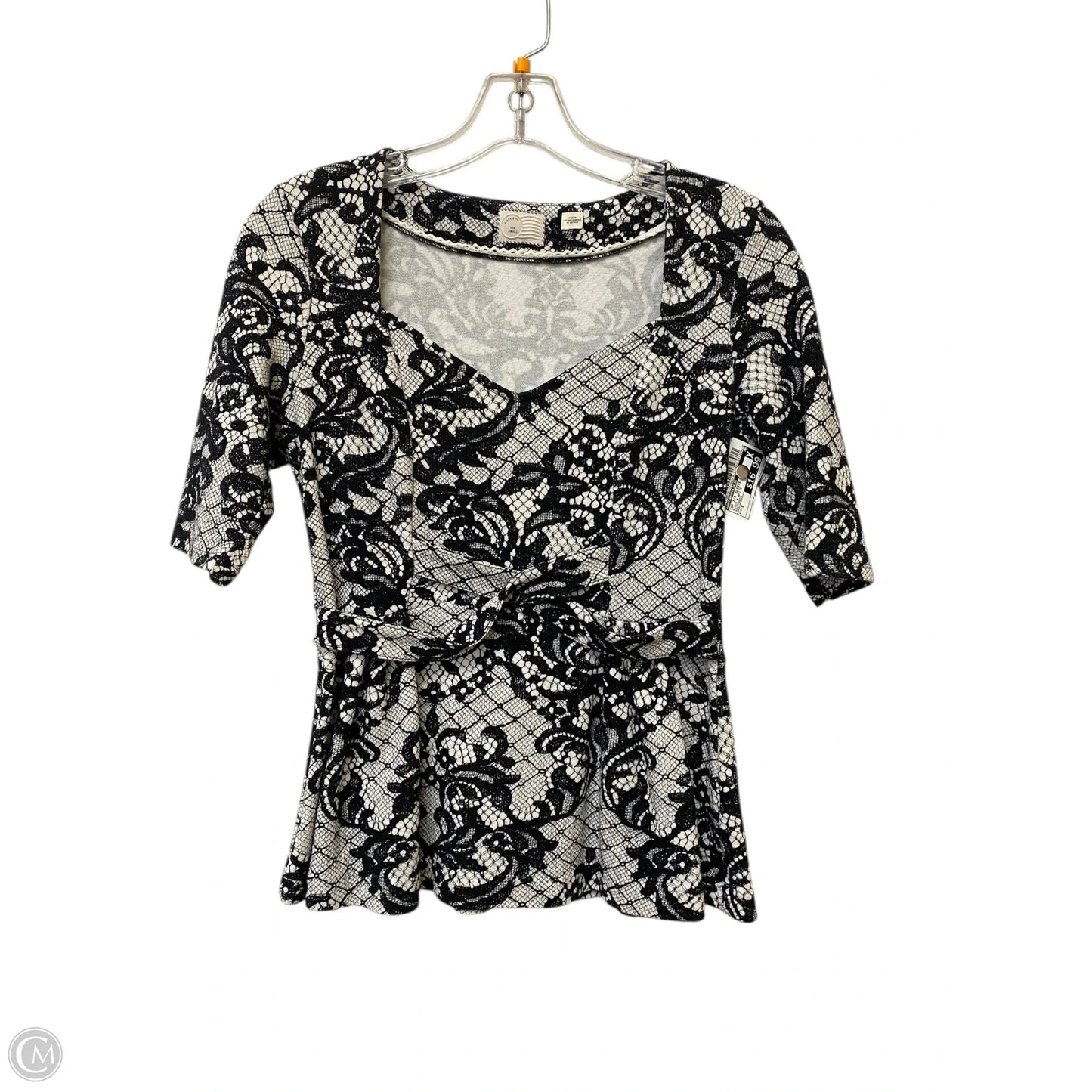 Top 3/4 Sleeve By Anthropologie In Black & White, Size: S