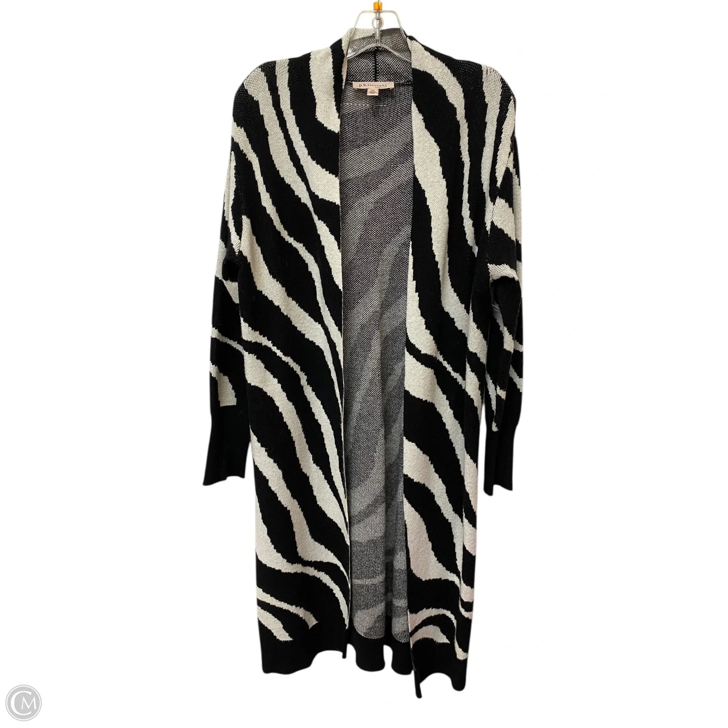 Sweater Cardigan By Philosophy In Black & White, Size: S