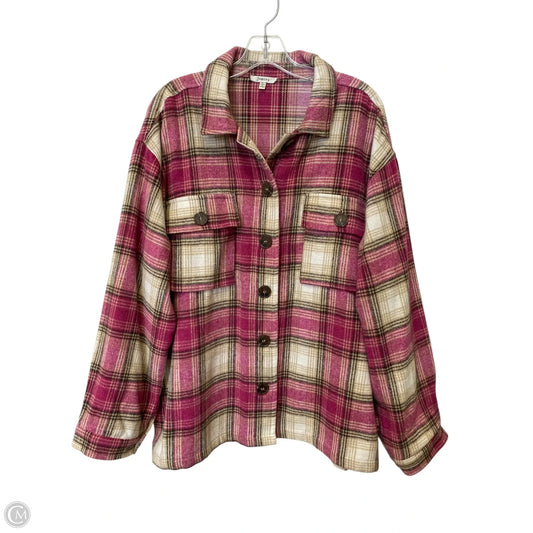Jacket Shirt By Jodifl In Plaid Pattern, Size: L