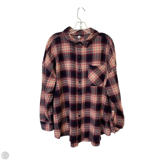 Top Long Sleeve By Bp In Plaid Pattern, Size: Xl