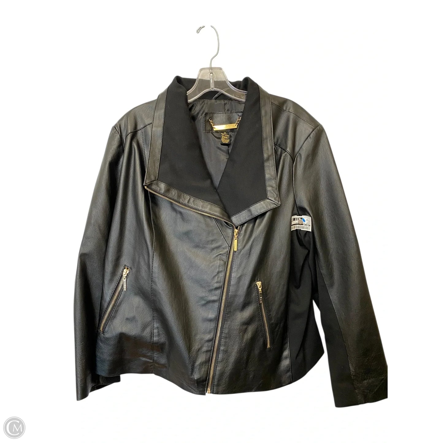 Jacket Moto Leather By Iman Hsn In Black, Size: 2x