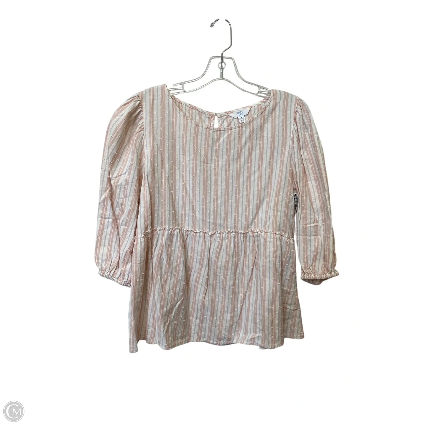 Top Long Sleeve Basic By Time And Tru In Striped Pattern, Size: L