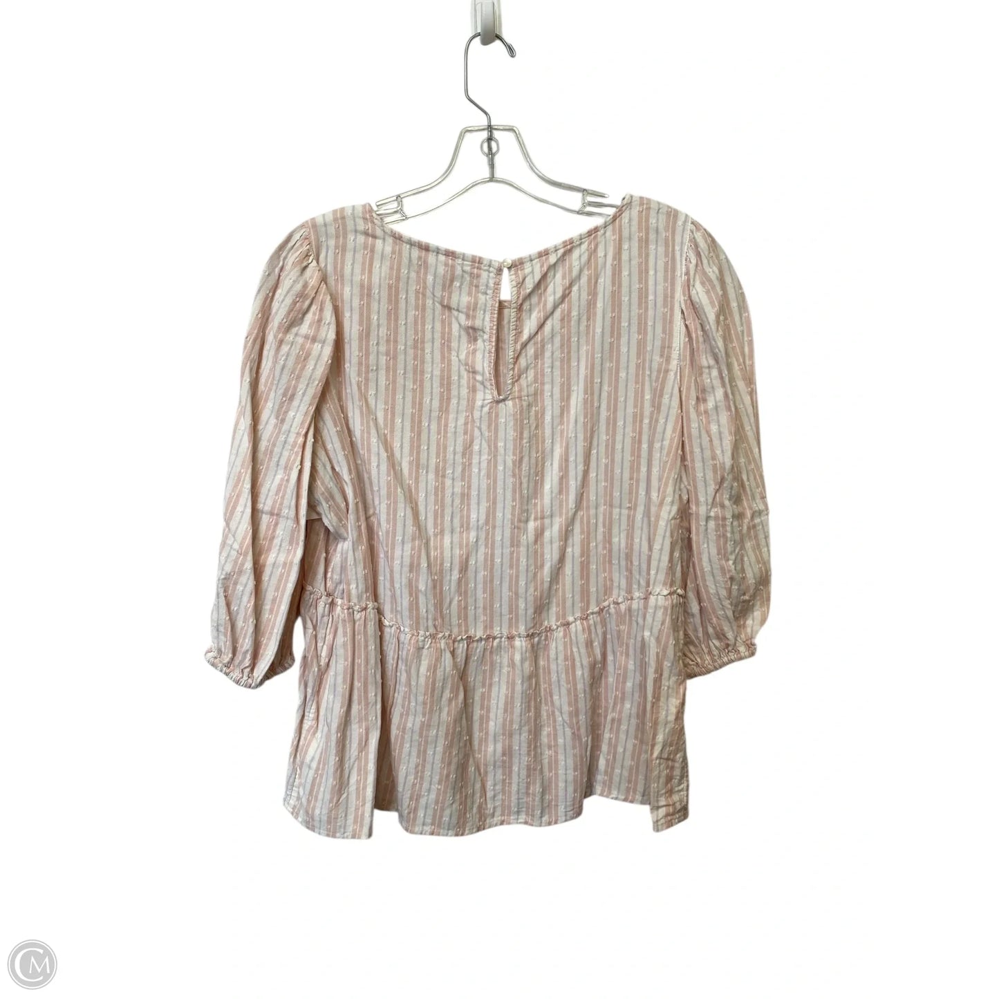 Top Long Sleeve Basic By Time And Tru In Striped Pattern, Size: L