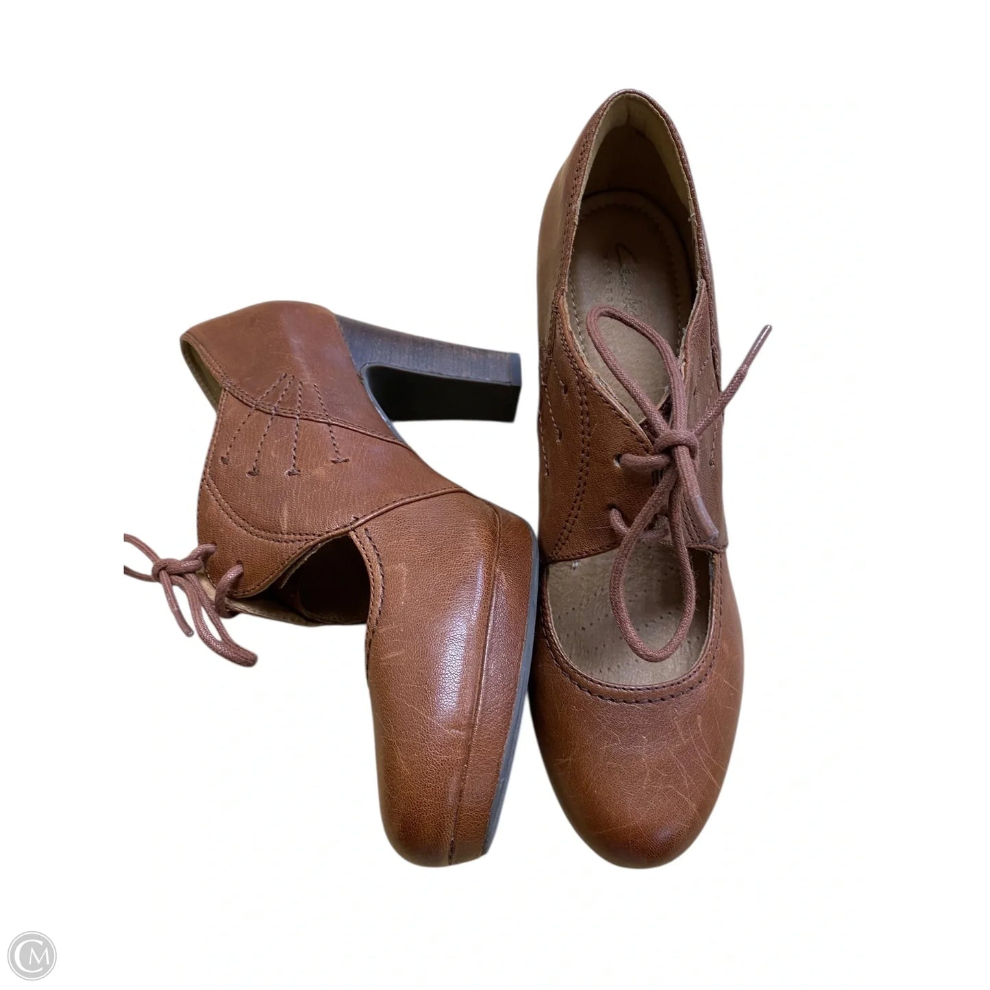 Shoes Heels Block By Clarks In Brown, Size: 10