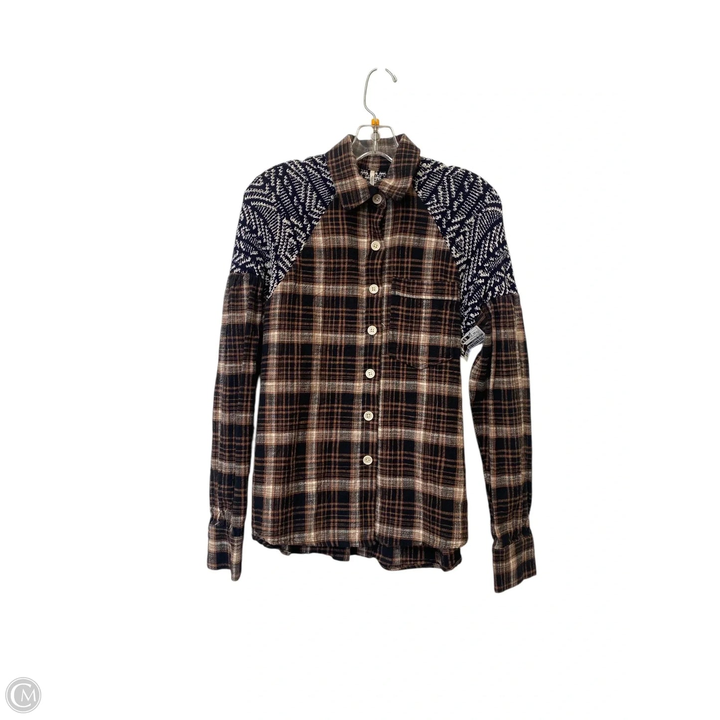 Top Long Sleeve By Free People In Plaid Pattern, Size: Xs