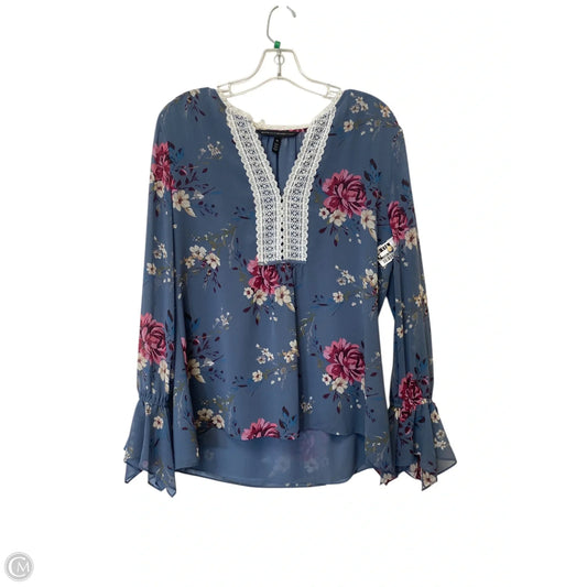 Top Long Sleeve By White House Black Market In Floral Print, Size: 10