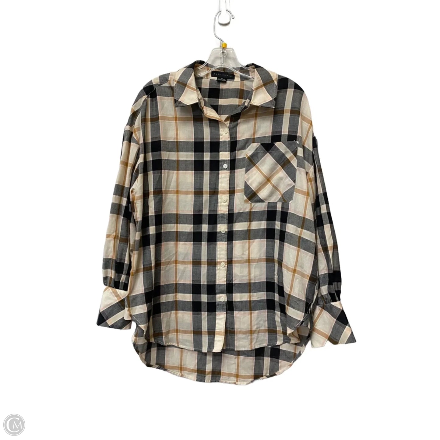Top Long Sleeve By Sanctuary In Plaid Pattern, Size: M