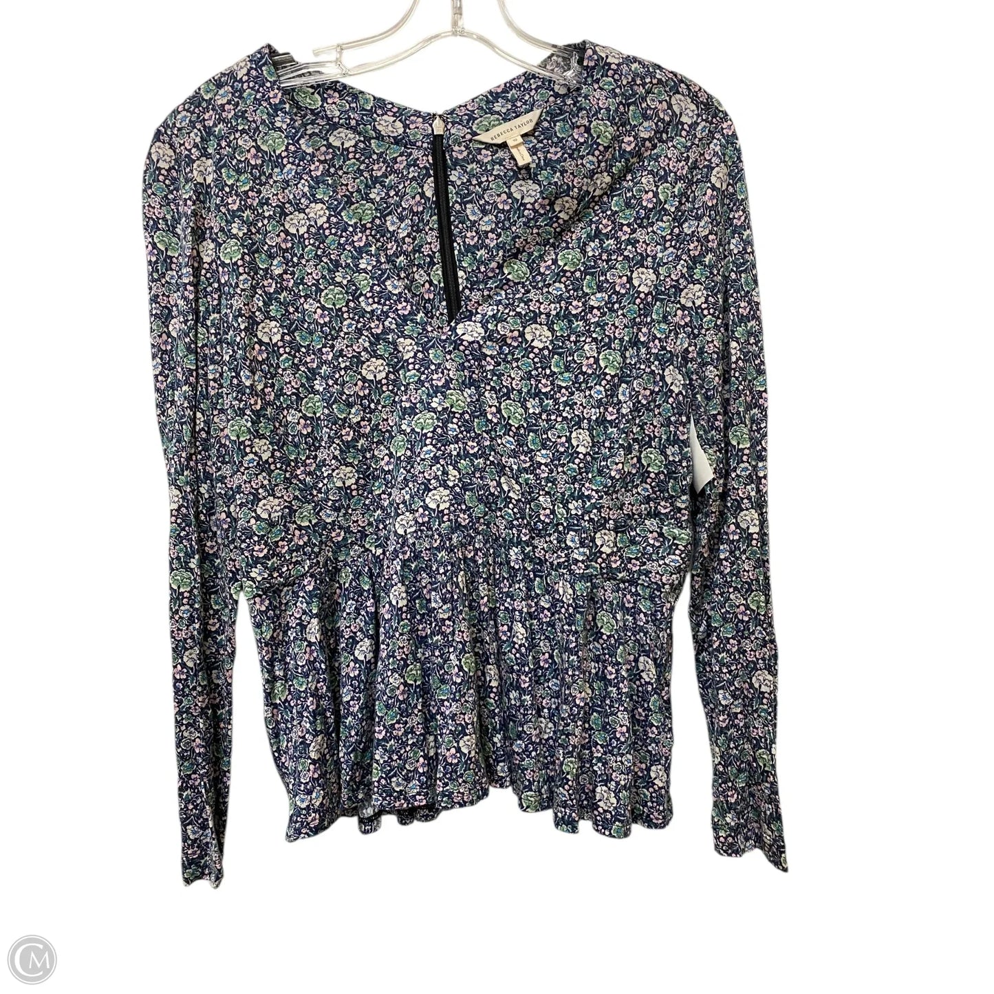 Top Long Sleeve By Rebecca Taylor In Floral Print, Size: M