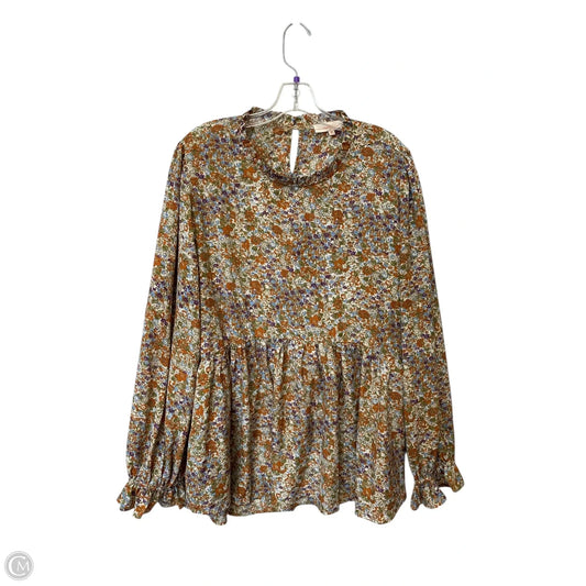 Top Long Sleeve By Hailey & Co In Floral Print, Size: 3x